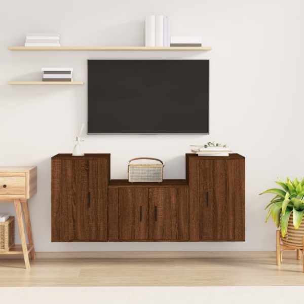 3 Piece TV Cabinet Set Engineered Wood