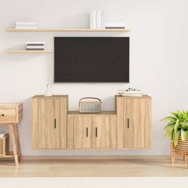 3 Piece TV Cabinet Set Engineered Wood