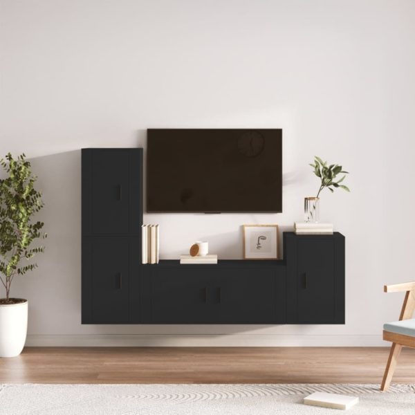 4 Piece TV Cabinet Set Engineered Wood