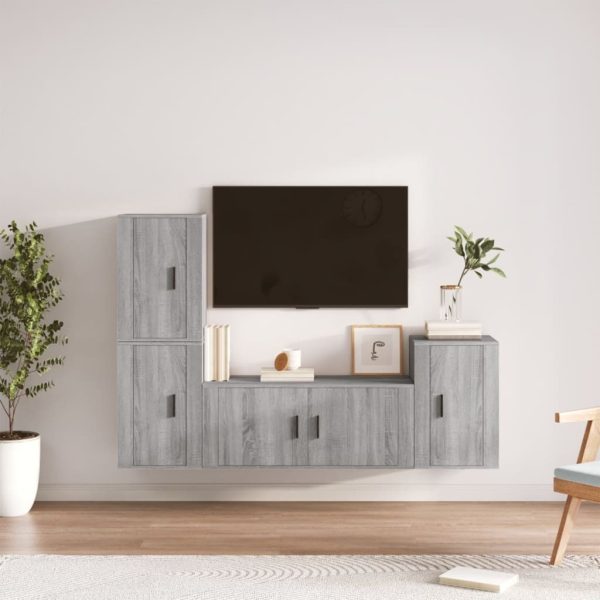4 Piece TV Cabinet Set Engineered Wood
