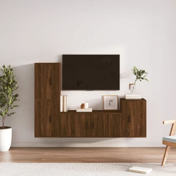 4 Piece TV Cabinet Set Engineered Wood