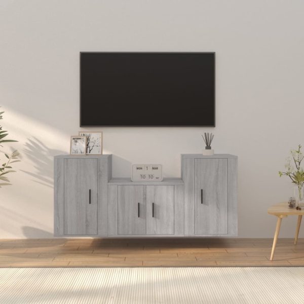 3 Piece TV Cabinet Set Engineered Wood