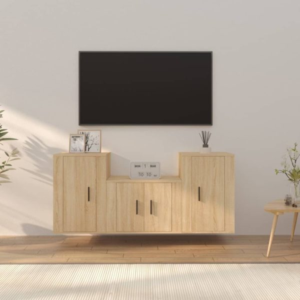 3 Piece TV Cabinet Set Engineered Wood