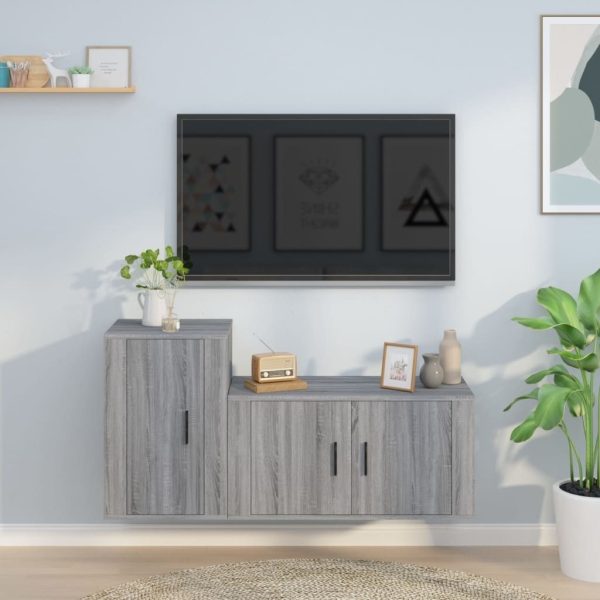 2 Piece TV Cabinet Set Engineered Wood