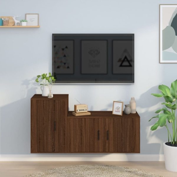 2 Piece TV Cabinet Set Engineered Wood