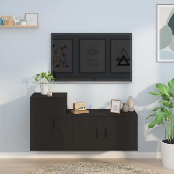 2 Piece TV Cabinet Set Engineered Wood