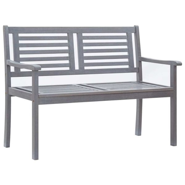 Garden Bench Grey Solid Eucalyptus Wood