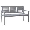 Garden Bench Grey Solid Eucalyptus Wood