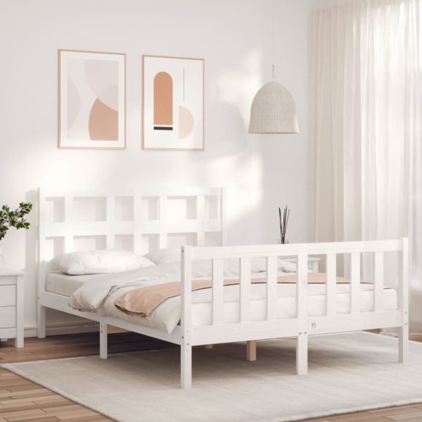 Bed Frame with Headboard Solid Wood