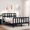 Bed Frame with Headboard Solid Wood