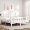 Bed Frame with Headboard Solid Wood