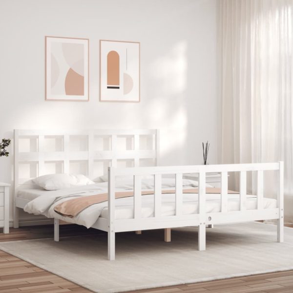 Bed Frame with Headboard Solid Wood