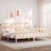 Bed Frame with Headboard Solid Wood