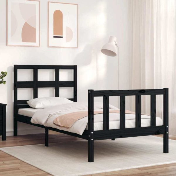 Bed Frame with Headboard Solid Wood