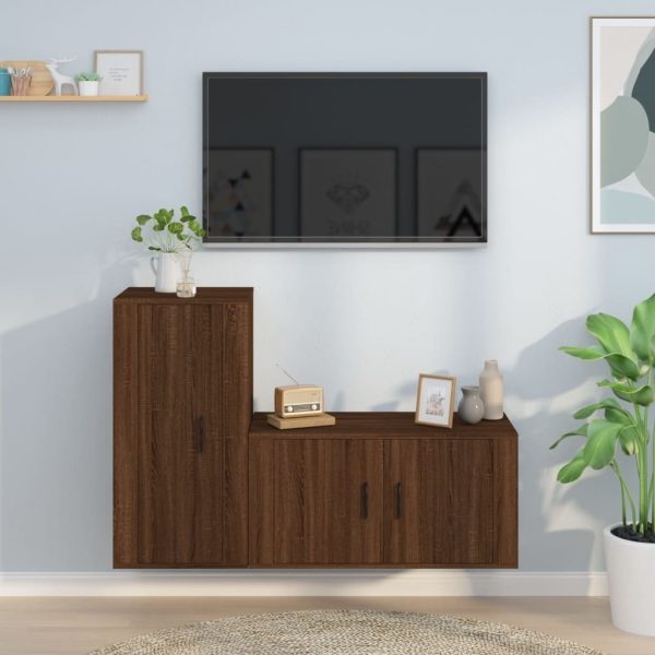 2 Piece TV Cabinet Set Engineered Wood