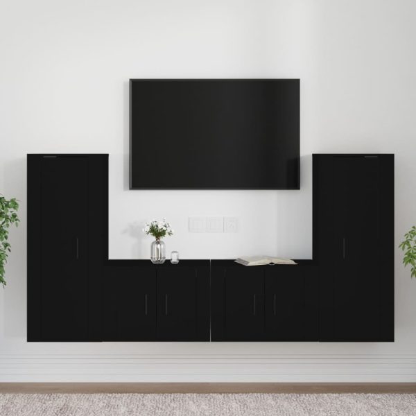 4 Piece TV Cabinet Set Engineered Wood