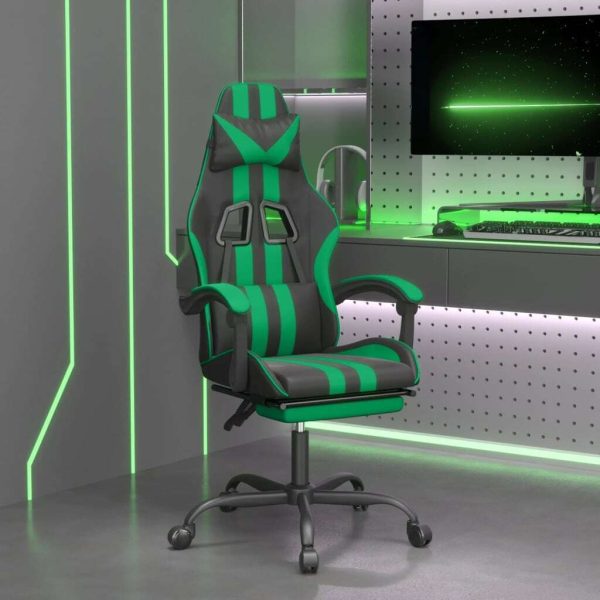 Swivel Gaming Chair with Footrest Faux Leather