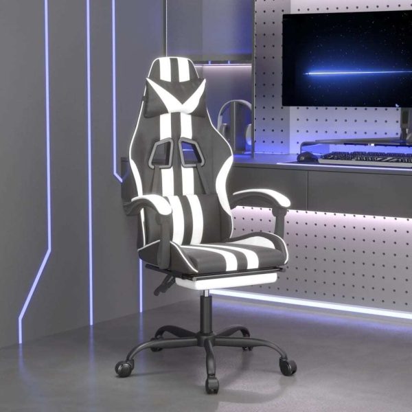Swivel Gaming Chair with Footrest Faux Leather