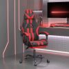 Swivel Gaming Chair with Footrest Faux Leather