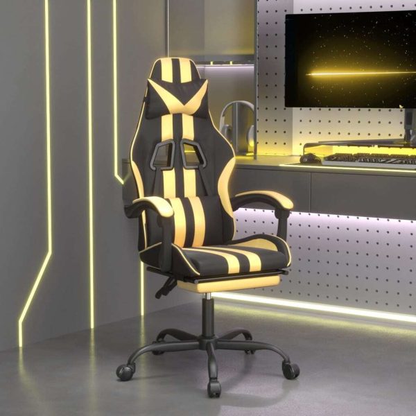 Swivel Gaming Chair with Footrest Faux Leather