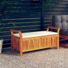 Garden Storage Bench with Cushion Solid Wood Acacia