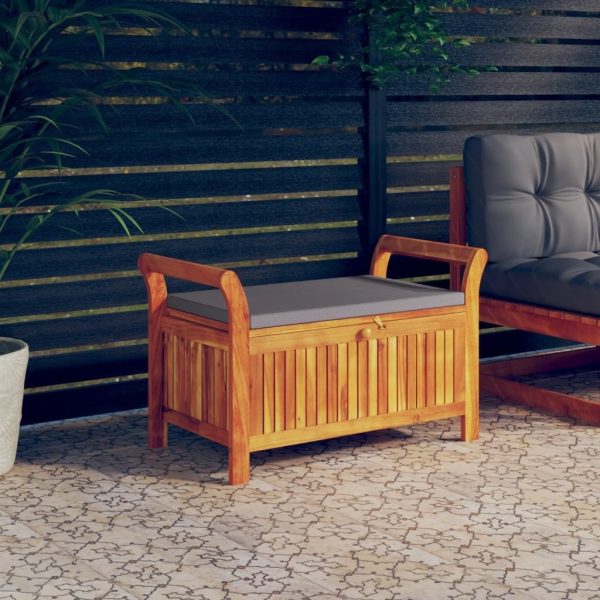 Garden Storage Bench with Cushion Solid Wood Acacia