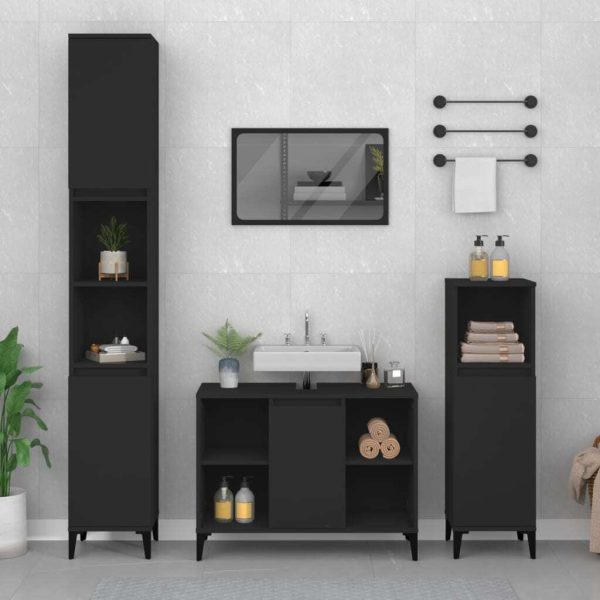 3 Piece Bathroom Furniture Set Engineered Wood