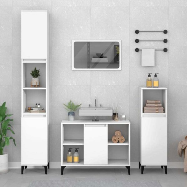 3 Piece Bathroom Furniture Set Engineered Wood