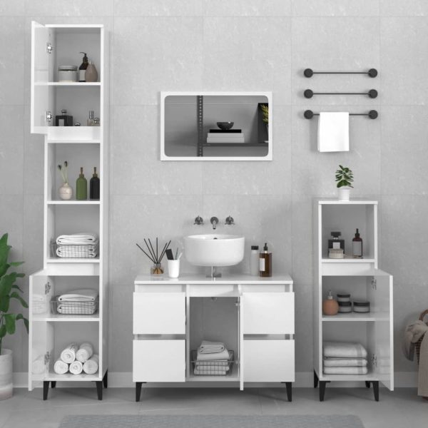 3 Piece Bathroom Furniture Set Engineered Wood