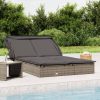 2-Person Sunbed with Foldable Roof 213x118x97 cm Poly Rattan