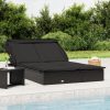 2-Person Sunbed with Foldable Roof 213x118x97 cm Poly Rattan