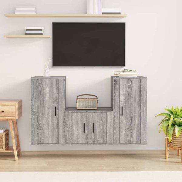 3 Piece TV Cabinet Set Engineered Wood