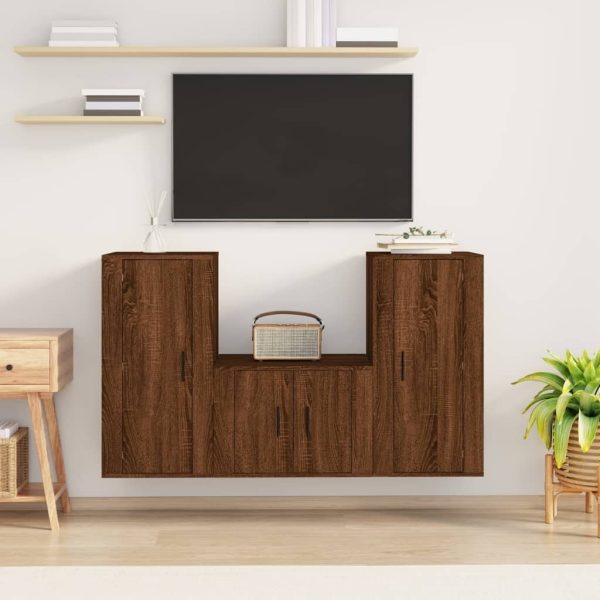 3 Piece TV Cabinet Set Engineered Wood