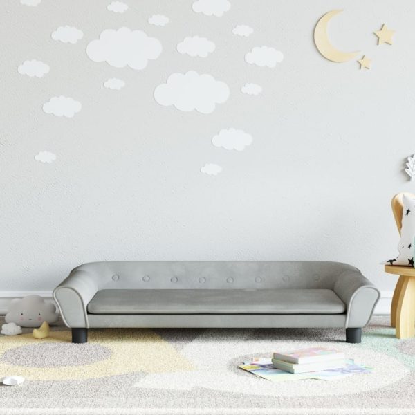 Kids Sofa Light Grey Velvet