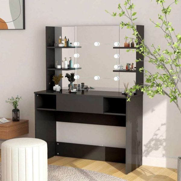 Makeup Table with LED Lights 100x40x135 cm MDF