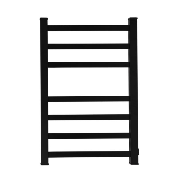 Heated Towel Rail Rack Bathroom Electric Rails 7 Bars 130W Warmer Black