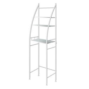 3 Over Tiers Toilet Shelf Bathroom Rack Storage Stand Organiser Wash Machine Steel – White