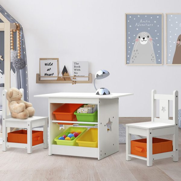 3PCS Kids Table and Chairs Set Children Furniture Play Toys Storage Box