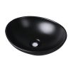 Wash Basin Oval Ceramic Hand Bowl Bathroom Sink Vanity Above Counter Black – Matte Black Finish