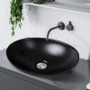 Wash Basin Oval Ceramic Hand Bowl Bathroom Sink Vanity Above Counter Black – Matte Black Finish