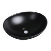 Wash Basin Oval Ceramic Hand Bowl Bathroom Sink Vanity Above Counter Black – Matte Black Finish