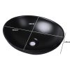 Wash Basin Oval Ceramic Hand Bowl Bathroom Sink Vanity Above Counter Black – Matte Black Finish