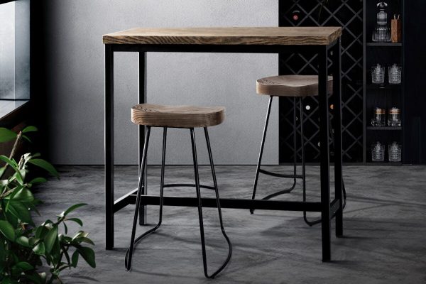 Vintage Industrial High Bar Table for Stool Kitchen Cafe Desk – Dark Brown
