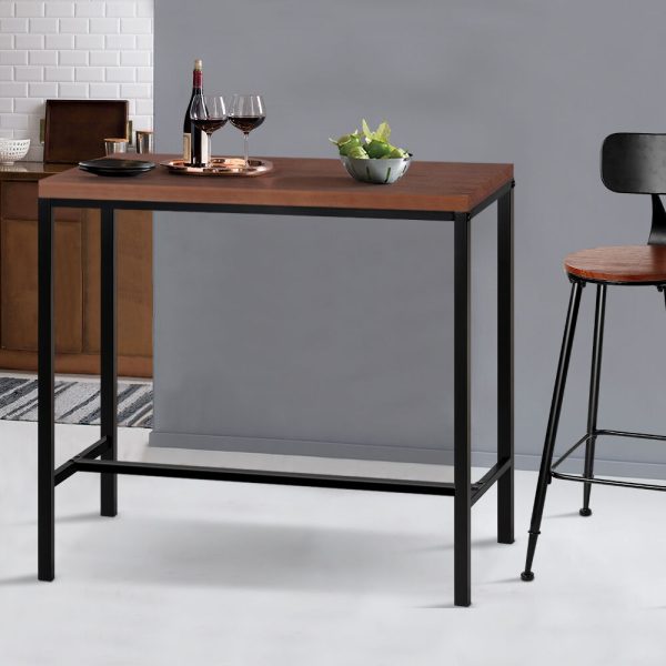 Vintage Industrial High Bar Table for Stool Kitchen Cafe Desk – Walnut