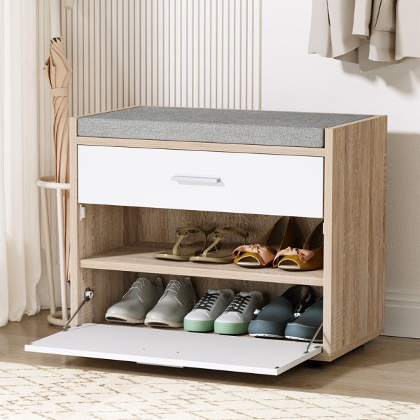 Shoe Cabinet Bench Shoes Storage Organiser Rack Fabric Seat Wooden Cupboard Up to 8 pairs