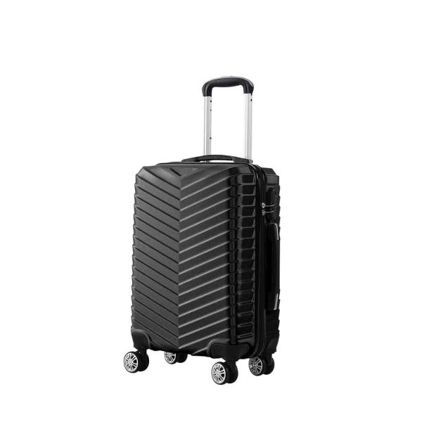 Luggage Suitcase Trolley Travel Packing Lock Hard Shell – 56 x 36 x 26 cm, Black