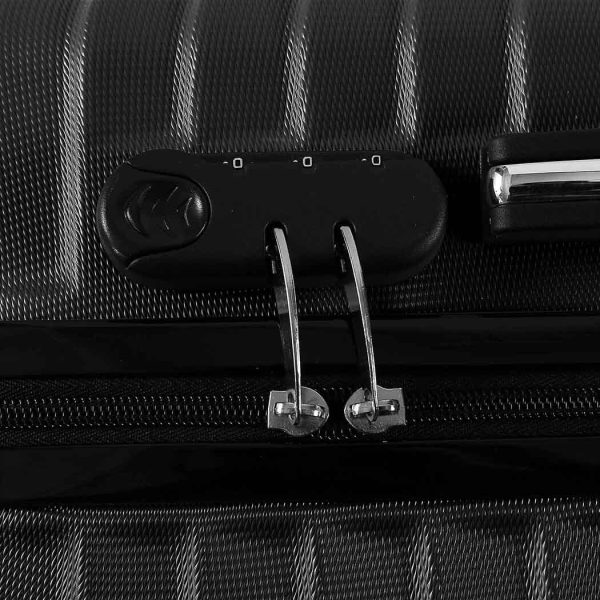 Luggage Suitcase Trolley Travel Packing Lock Hard Shell – 56 x 36 x 26 cm, Black