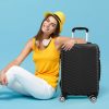 Luggage Suitcase Trolley Travel Packing Lock Hard Shell – 56 x 36 x 26 cm, Black