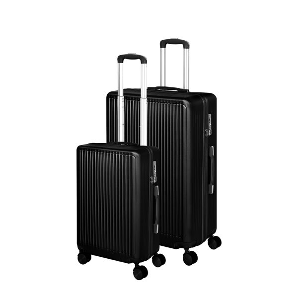 Luggage Suitcase Trolley Set Travel Lightweight 2pc 20″+28″ Black