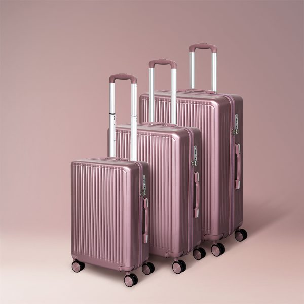 Luggage Suitcase Trolley Set Travel TSA 3pc 20″+24″+28″ Rose Gold